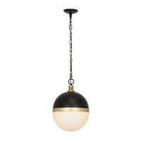 Cresswell Lighting 12 Modern Matt Fekete És Arany Kerek Üveg Medál Mennyezeti Lámpa