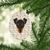 Manchester Toy Terrier Boldog Karácsonyt Kerámia Dísz