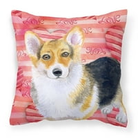 Carolines kincsek BB9729PW Pembroke Corgi szerelem szövet dekoratív párna 14hx14w, Többszínű