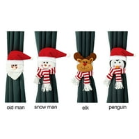 Pár Karácsonyi Függöny Csat Tieback Hóember Santa Szarvas Pingvin Aranyos Karácsonyi Dekoráció