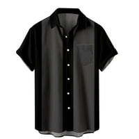 Charella férfi nyári divat Hawaii stílusú Rövid ujjú alkalmi ingek Fekete, XL