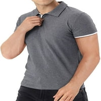 Aiyino Férfi Rövid ujjú pólók Alkalmi Slim Fit Basic tervezett pamut ingek XL Sötét szürke
