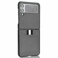 Samsung Galaxy Z Flip tokhoz, vékony prémium licsi bőr + kemény pénztárca tok Kártyahelyekkel védő telefon tok