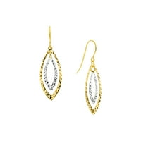 14K kéttónusú arany gyémánt vágású kettős marquise fülbevalók-Nők