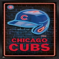 Chicago Cubs - Neon sisak fali poszter, 22.375 34 keretes