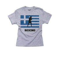 Görögország olimpiai-boksz-zászló-sziluett lány pamut Ifjúsági szürke póló