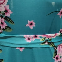 Daqian női Molett méretű ruhák Női Hosszú ujjú O nyomtatási nyak vízjel digitális hosszú ruha Női ruhák Clearance Kék