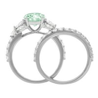 3. ct ragyogó kerek vágott szimulált zöld gyémánt 14K fehér arany Pasziánsz díszítéssel menyasszonyi szett SZ 4.25