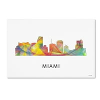 Védjegy Képzőművészet 'Miami Florida Skyline WB-1' vászon művészete, Marlene Watson