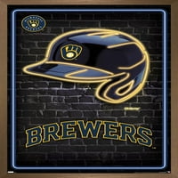 Milwaukee Brewers - Neon sisak fali poszter, 14.725 22.375 keretes