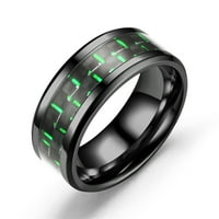 Sehao Gyűrűk új háromszínű szénszálas pár gyűrű titán acél gyűrű ékszerek clearance zöld 7
