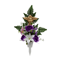 Mainstays 20 mesterséges virágos tét, lila színű ranunculus, fehér színű liliom, angyal ikon dekoráció