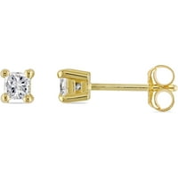 Carat T.W. Hercegnő-vágott gyémánt 14KT sárga arany pasziánsz fülbevalók