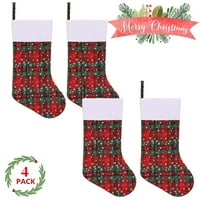 16 piros Tartan Karácsonyi Harisnya, kockás Harisnya kézműves zokni hagyományos hópehely tervezéssel