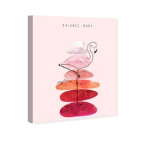 A Runway Avenue állatok fali művészete vászon nyomatok „Maggie P Chang - Flamingo és halmozott kövek madarak - rózsaszín,