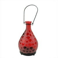 8.75 Fagyos vörös szívű üveg üveg teafényes gyertya lámpás dekoráció