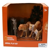 National Geographic Elephant Leopard tigris és kölyök figurák