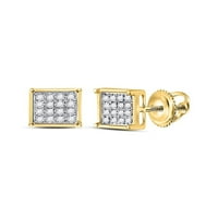 Sárga tónusú ezüst Női kerek gyémánt négyzet alakú Cluster Screwback fülbevaló Cttw