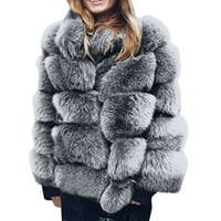 Sherpa kabát nőknek, Női téli kabát kabát luxus Fau bunda Vékony Hosszú ujjú Gallér kabát Fau bunda felöltő