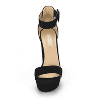 Álom Pár Női Party ruha cipő boka heveder esküvői magas vaskos Platform sarok szandál HI-LO fekete nubuk Méret 11
