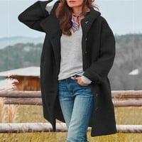 Téli kabátok Női Sawvnm Női Alkalmi Egyszínű Hosszú ujjú gomb kapucnis gyapjú kabát nagy Ajándékok kevesebb Fekete