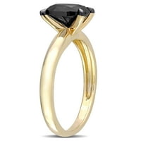 Carat T.W. Fekete gyémánt 14 kt sárga arany ovális pasziánsz eljegyzési gyűrű