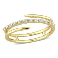 Carat T.G.W. Lab Lab által létrehozott gyémánt 18KT sárga aranyozott sterling ezüst csomagolt gyűrű