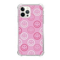Rózsaszín mosolygó arc tok kompatibilis az iPhone Pro Max készülékkel, egyedi divatos kialakítású TPU lökhárító tok