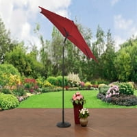 MainStays 7,5 láb nagyon vörös kerek kültéri döntésű piac terasz esernyő push-up funkcióval