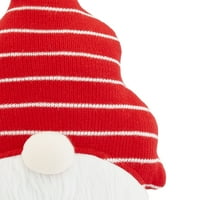 Ünnepi idő piros csík kalap gnóm karácsonyi dekoratív párna