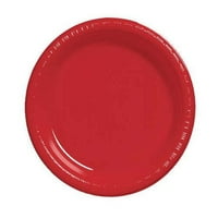 A klasszikus piros kerek műanyag bankettlemezek száma a vendégek számára