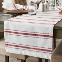 Contemporary Home Living 14 72 pajta piros-fehér Zig Dobby csíkos dekoratív asztali futó