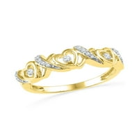 10kt sárga arany női kerek gyémánt szív zenekar gyűrű Cttw