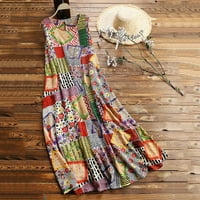 Ing ruhák női nyári hosszú ruha zsebekkel ruha női Maxi Patch Ujjatlan virágos Vintage ruha nyomtatás O-nyakú laza