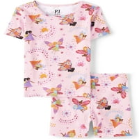 A gyermekek helye lányok rövid ujjú felső és rövidnadrág 2 részes pamut pizsama szett, méretek 4-16