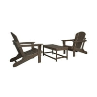 3 darabos Bisztró szett kültéri terasz Adirondack szék dohányzóasztallal, sötétbarna
