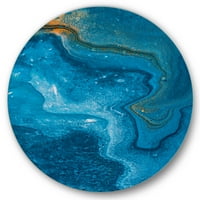 Designart 'Absztrakt kék márvány -összetétel II' Modern körfém fali művészet - 11 -es lemez