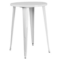 Flash bútorok Boyd kereskedelmi minőségű 30 kerek fehér fém Beltéri-Kültéri bár asztal szett négyzet alakú ülés háttámla