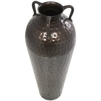 DecMode 28 magas padló mediterrán stílusú Barna fém váza kalapált részletekkel és fogantyúkkal