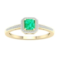 Császári drágakő 10k sárga arany smaragd vágott smaragd ct tw gyémánt halo női gyűrű