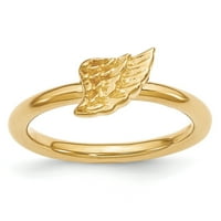 Egymásra rakható kifejezések sterling ezüst sárga bevonatú angyal szárnygyűrű