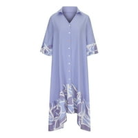 Aktív ruha Flowy nyári ruha Női a-line hosszú hosszú ujjú Nyomtatott Lila XL