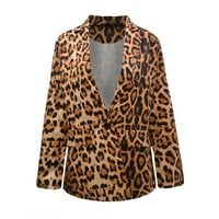 Uorcsa Női blézer a Clearance szabadtéri Alkalmi Hosszú ujjú leopárd nyomtatás Turndown gallér divat kabát őszi-téli