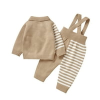 Baby Outfit készletek csíkos kardigán kötött pulóver ing felső és Harisnyatartó nadrág pamut meleg őszi téli készletek