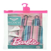​Barbie baba ruhák ihlette Roxy, teljes megjelenés kiegészítőkkel, csíkos ruha, karperec & Roxy cipők, Ajándék gyerekeknek