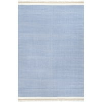 Nuloom Keri kézi hajlított gyapjú és pamut alkalmi bojt terület szőnyeg, 5 '8', kék