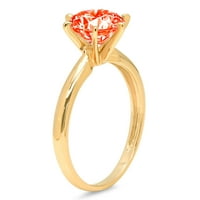 1ct kerek vágott piros szimulált gyémánt 14K sárga arany gravírozás nyilatkozat menyasszonyi évforduló eljegyzés esküvői