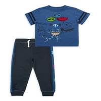 Maszk kisgyermek fiú rövid ujjú grafikus póló és ragasztott francia Terry Jogger Norg ruhák, 2 darab
