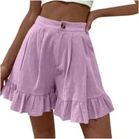 Okbop atlétikai rövidnadrág Női nyári Egyszínű széles láb fodros Laza Magas derék nadrág nadrág plusz méretű rövidnadrág