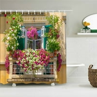 3D európai vidéki város utcai táj nyomtatás fürdőszoba vízálló zuhanyfüggöny szabadtéri virág táj függöny dekoráció